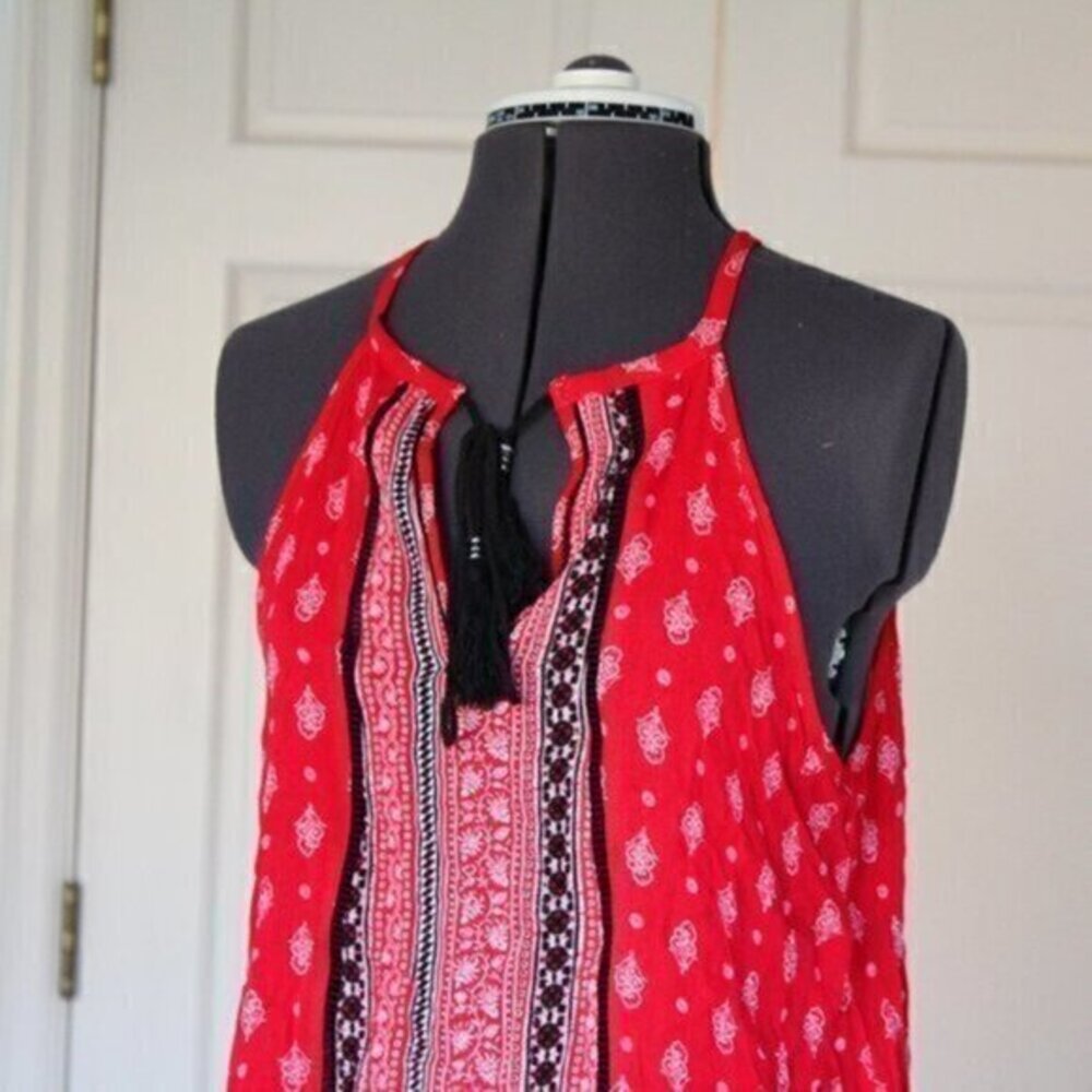 Love J top size small red BoHo top ties at neckline